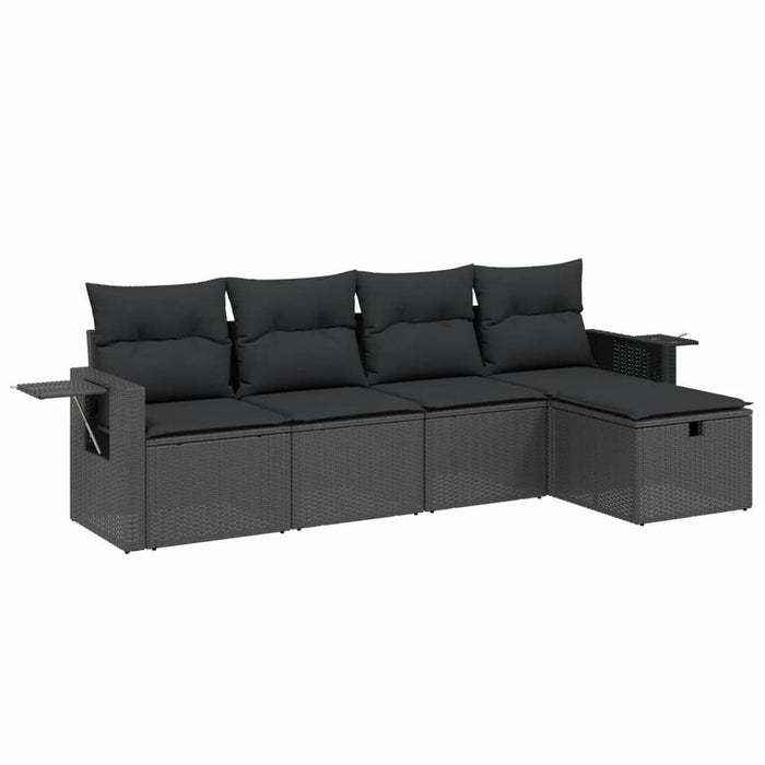 Set Divani da Giardino 5 pz con Cuscini in Polyrattan Nero 3263771