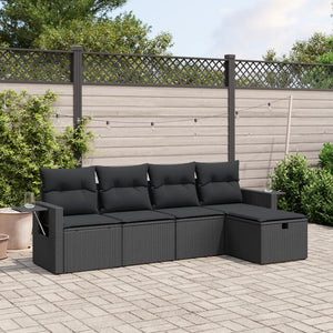 Set Divani da Giardino 5 pz con Cuscini in Polyrattan Nero 3263771