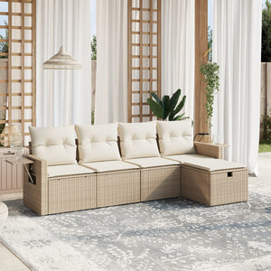 Set Divano da Giardino 5 pz con Cuscini Beige in Polyrattan 3263774