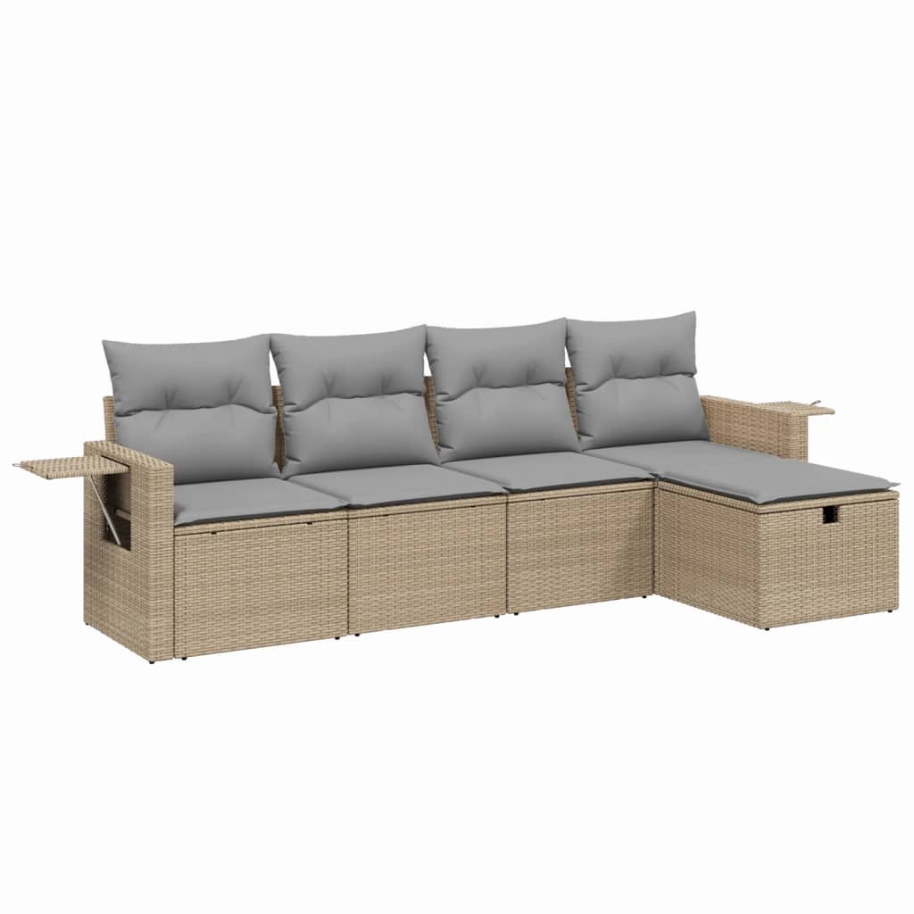 Set Divano da Giardino 5 pz con Cuscini Beige Misto Polyrattancod mxl 91791