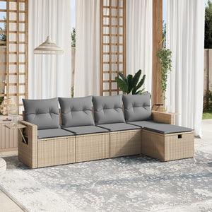 Set Divano da Giardino 5 pz con Cuscini Beige Misto Polyrattancod mxl 91791