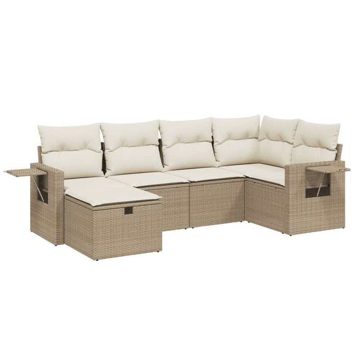 Set Divano da Giardino 6 pz con Cuscini Beige in Polyrattancod mxl 89695