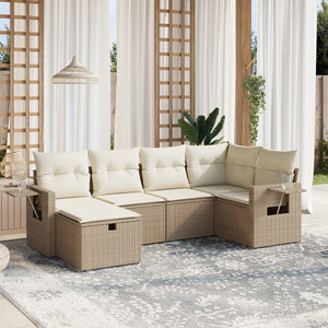 Set Divano da Giardino 6 pz con Cuscini Beige in Polyrattancod mxl 89695