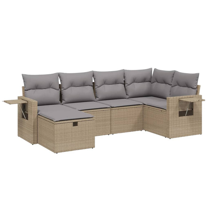 Set Divano da Giardino 6 pz con Cuscini Beige Misto Polyrattan 3263795