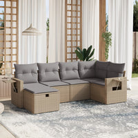 Set Divano da Giardino 6 pz con Cuscini Beige Misto Polyrattan 3263795