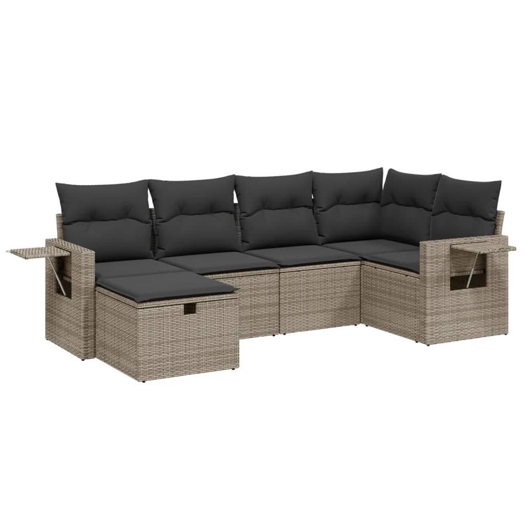 Set Divano da Giardino 6 pz con Cuscini Grigio in Polyrattancod mxl 89696