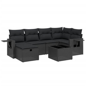 Set Divani da Giardino con Cuscini 7pz Nero Polyrattan 3263801