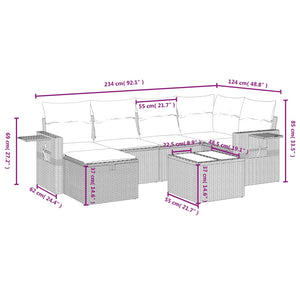 Set Divani da Giardino con Cuscini 7pz Nero Polyrattan 3263801