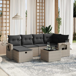 Set Divani da Giardino 7 pz con Cuscini Grigio in Polyrattancod mxl 89698