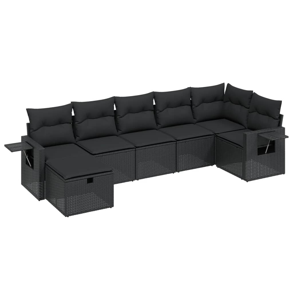 Set Divani da Giardino con Cuscini 7pz Nero Polyrattan 3263811