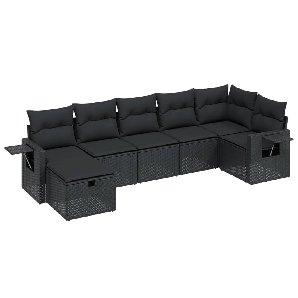 Set Divani da Giardino con Cuscini 7pz Nero Polyrattancod mxl 113703