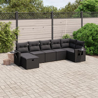 Set Divani da Giardino con Cuscini 7pz Nero Polyrattancod mxl 113703