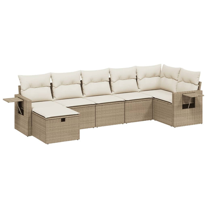 Set Divani da Giardino 7 pz con Cuscini Beige in Polyrattan 3263814