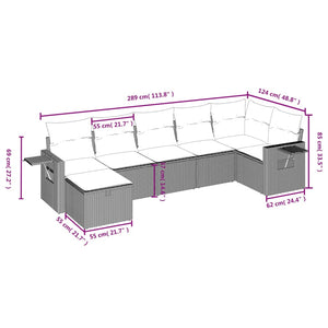 Set Divani da Giardino 7 pz con Cuscini Beige in Polyrattan 3263814