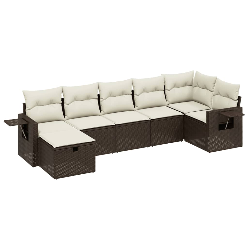 Set Divani da Giardino 7 pz con Cuscini Marrone in Polyrattan 3263819