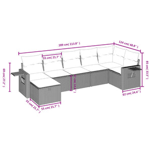 Set Divani da Giardino 7 pz con Cuscini Marrone in Polyrattan 3263819