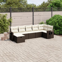 Set Divani da Giardino 7 pz con Cuscini Marrone in Polyrattan 3263819