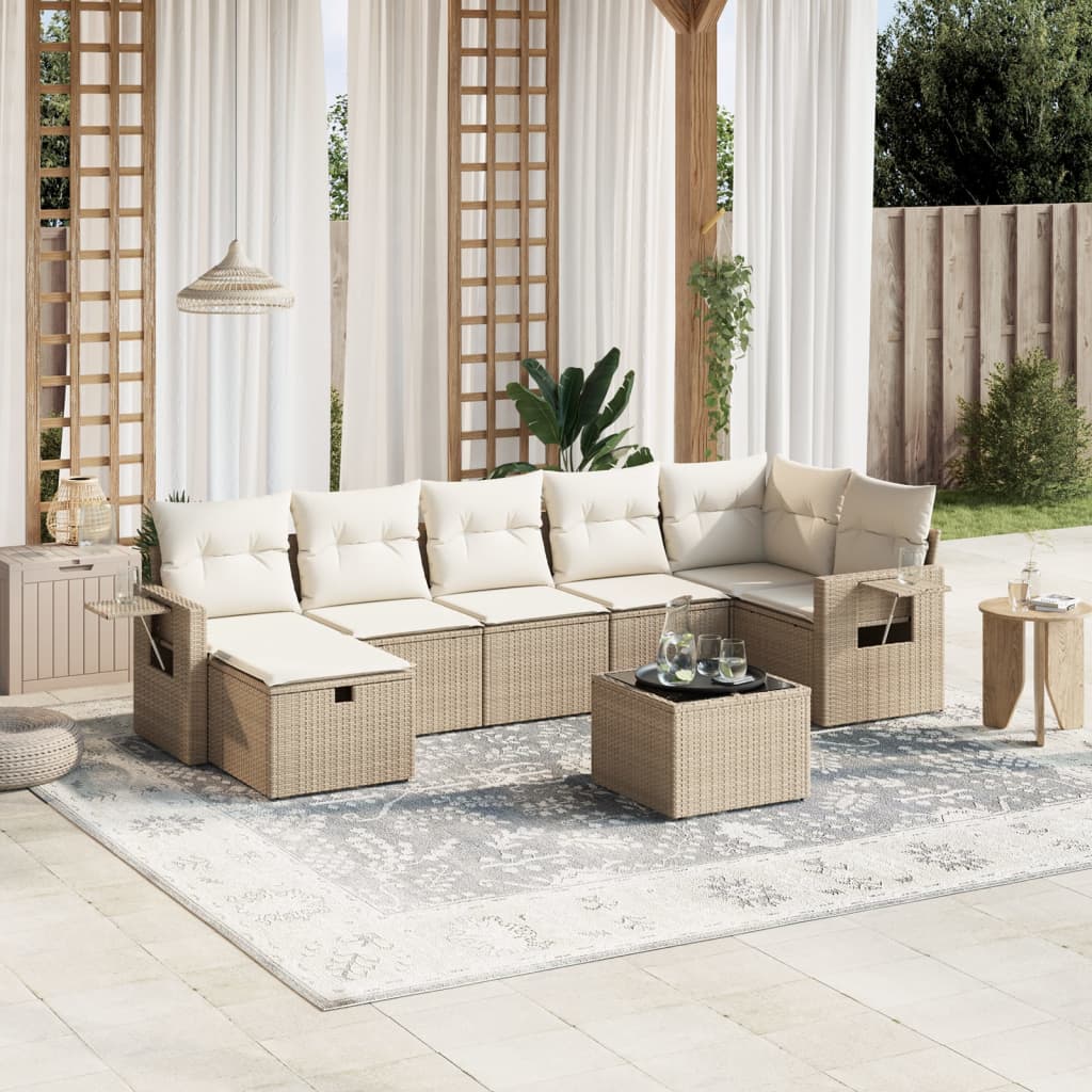 Set Divano da Giardino 8 pz con Cuscini Beige in Polyrattancod mxl 113704