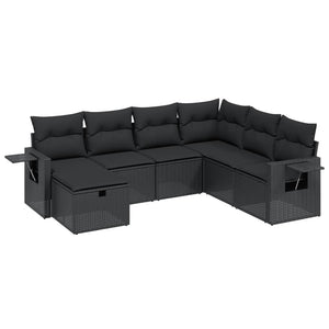 Set Divani da Giardino con Cuscini 7pz Nero Polyrattancod mxl 91794