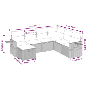 Set Divani da Giardino con Cuscini 7pz Nero Polyrattancod mxl 91794