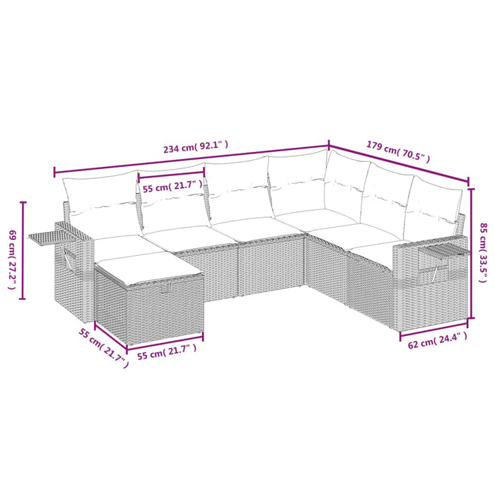 Set Divani da Giardino con Cuscini 7pz Nero Polyrattancod mxl 91794