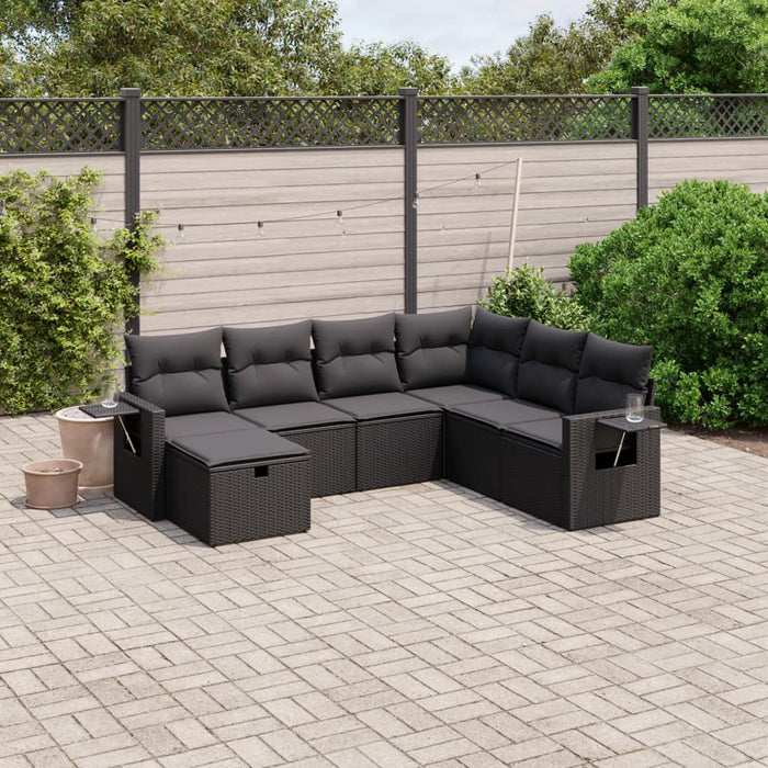 Set Divani da Giardino con Cuscini 7pz Nero Polyrattan 3263831