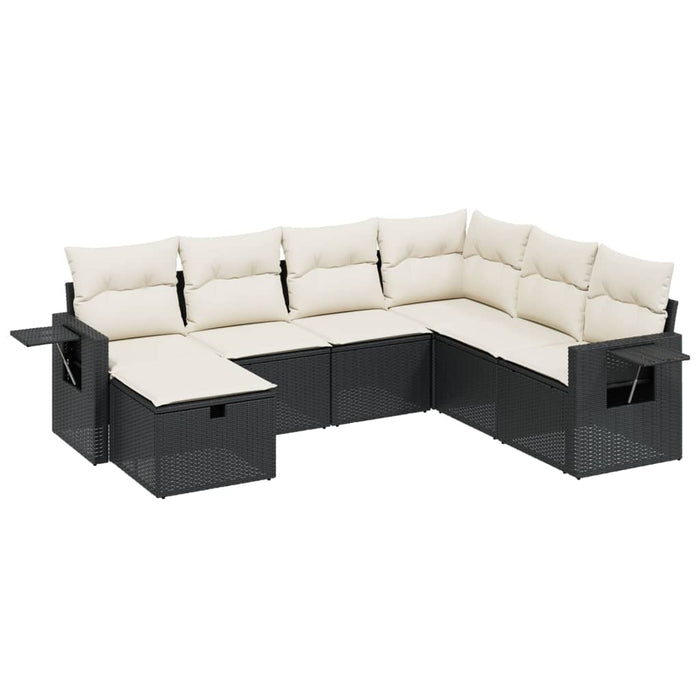 Set Divani da Giardino con Cuscini 7pz Nero Polyrattancod mxl 113706