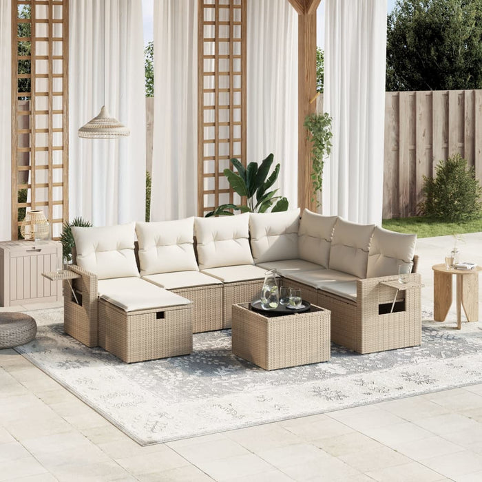 Set Divano da Giardino 8 pz con Cuscini Beige in Polyrattancod mxl 89699