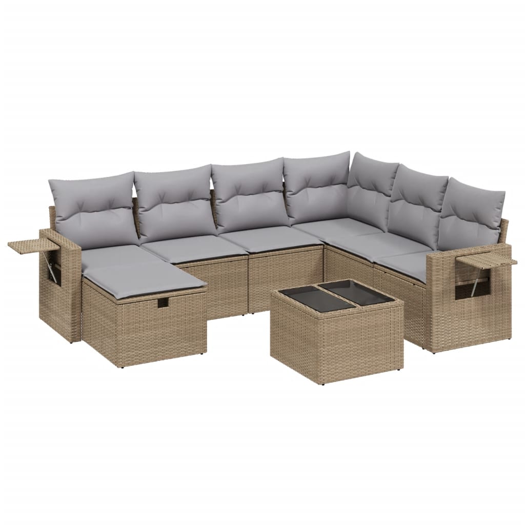 Set Divano da Giardino 8 pz con Cuscini Beige Misto Polyrattancod mxl 113707