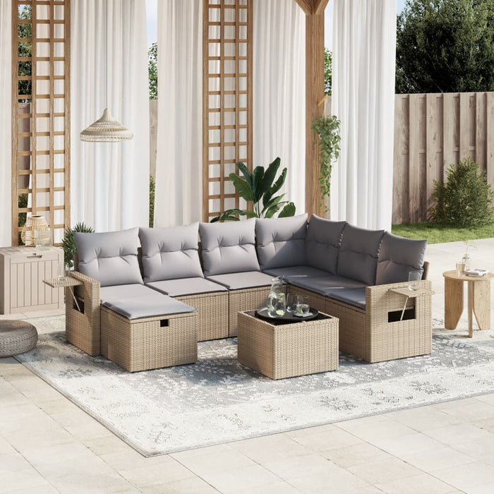 Set Divano da Giardino 8 pz con Cuscini Beige Misto Polyrattancod mxl 113707