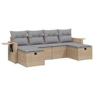 Set Divano da Giardino 6 pz con Cuscini Beige Misto Polyrattan 3263855