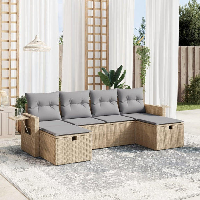 Set Divano da Giardino 6 pz con Cuscini Beige Misto Polyrattan 3263855