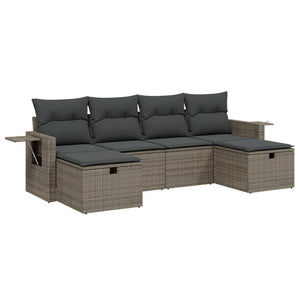 Set Divano da Giardino 6 pz con Cuscini Grigio in Polyrattan 3263856