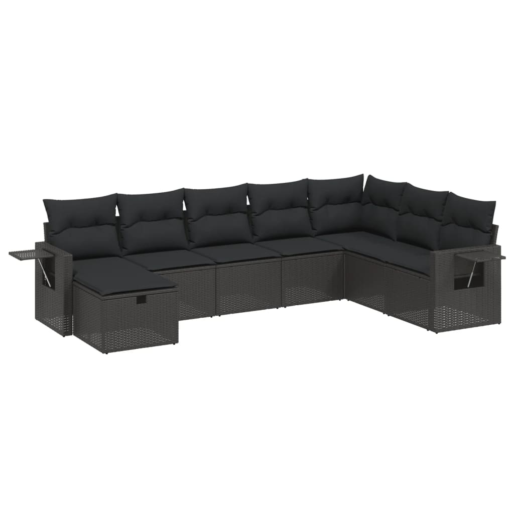 Set Divani da Giardino con Cuscini 8 pz Nero in Polyrattan 3263891