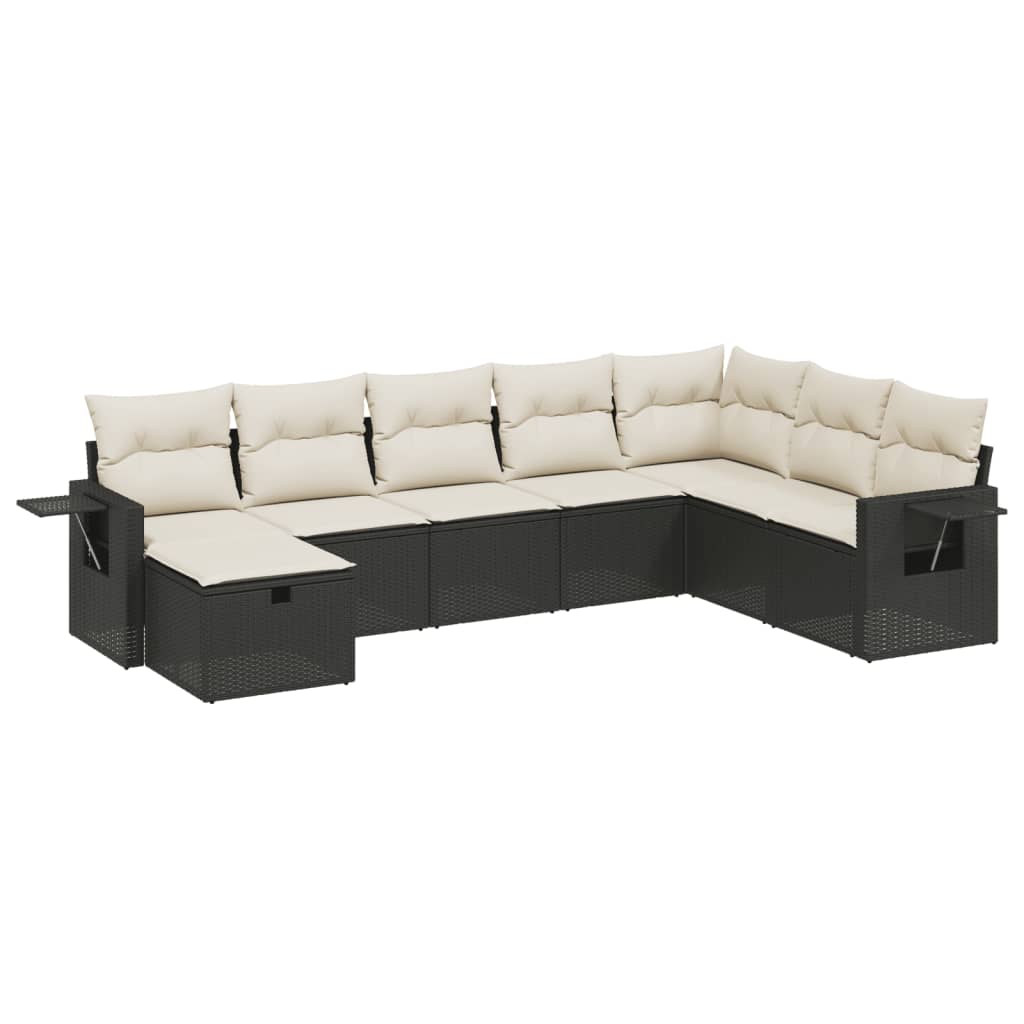 Set Divani da Giardino con Cuscini 8 pz Nero in Polyrattancod mxl 90512