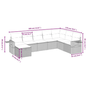 Set Divani da Giardino con Cuscini 8 pz Nero in Polyrattan 3263892