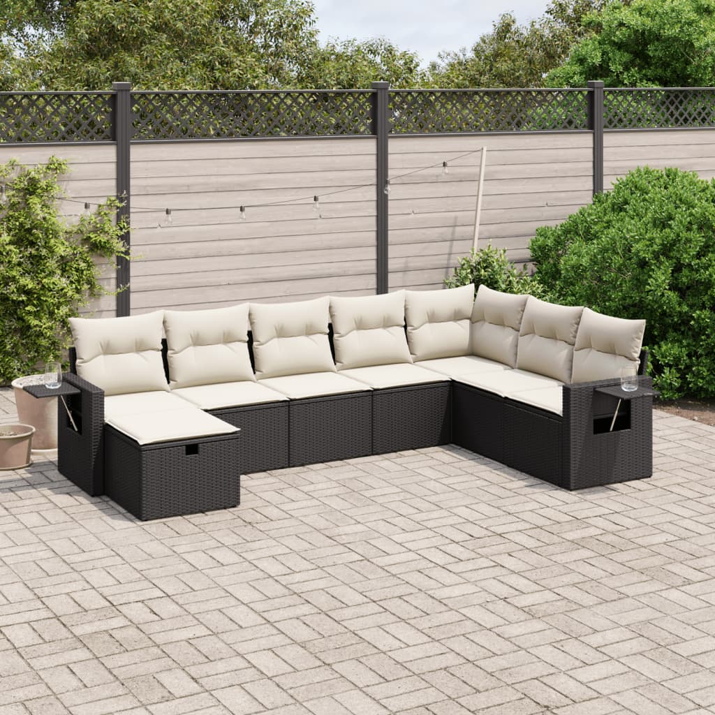 Set Divani da Giardino con Cuscini 8 pz Nero in Polyrattancod mxl 90512