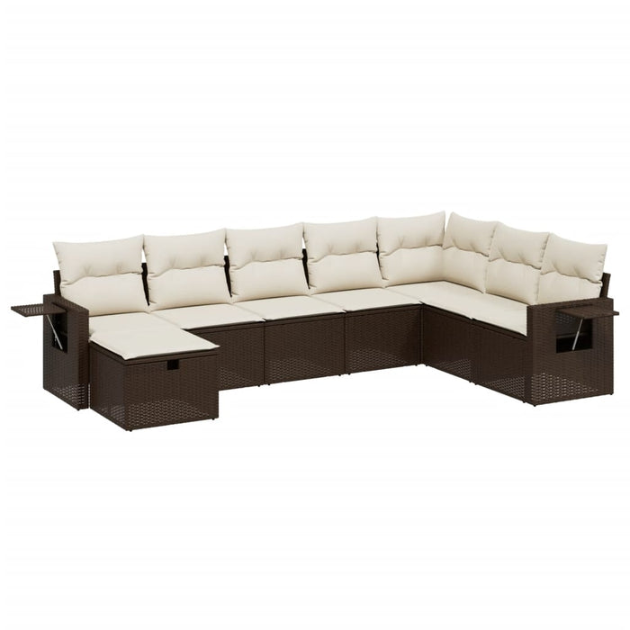 Set Divani da Giardino 8 pz con Cuscini Marrone in Polyrattan 3263899