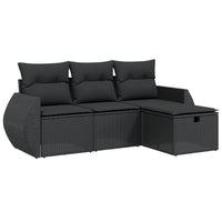 Set Divani da Giardino 4 pz con Cuscini Nero in Polyrattan 3264061