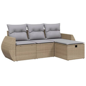 Set Divano da Giardino 4 pz con Cuscini Beige Misto Polyrattan 3264065