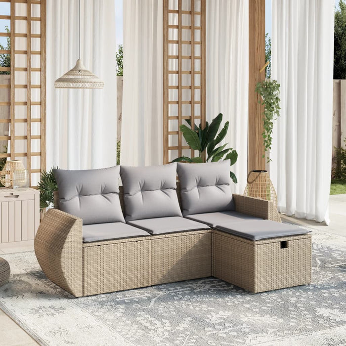 Set Divano da Giardino 4 pz con Cuscini Beige Misto Polyrattan 3264065