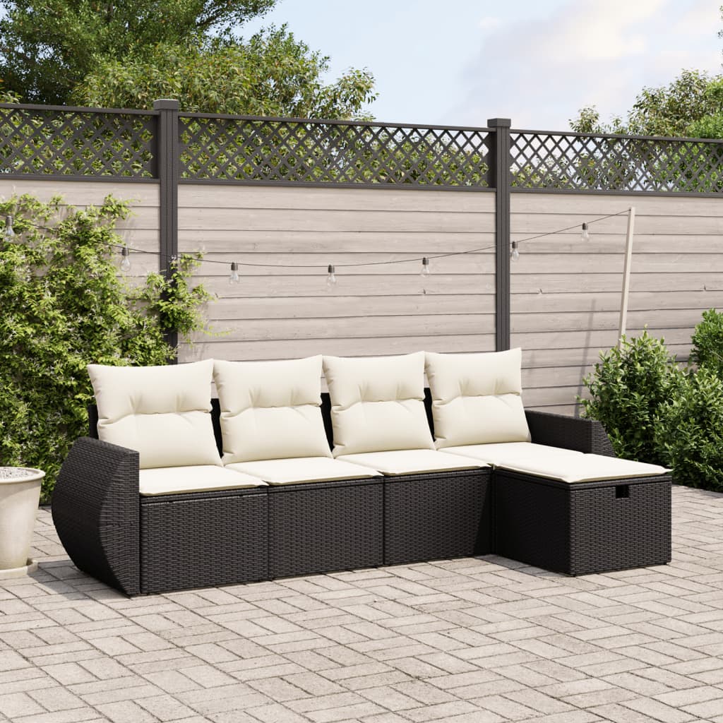 Set Divani da Giardino 5 pz con Cuscini in Polyrattan Nerocod mxl 89900