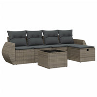 Set Divano da Giardino 6 pz con Cuscini Grigio in Polyrattan 3264096