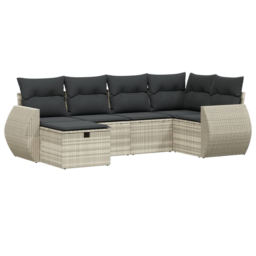 Set Divano da Giardino 6pz con Cuscini Grigio Chiaro Polyrattan 3264108