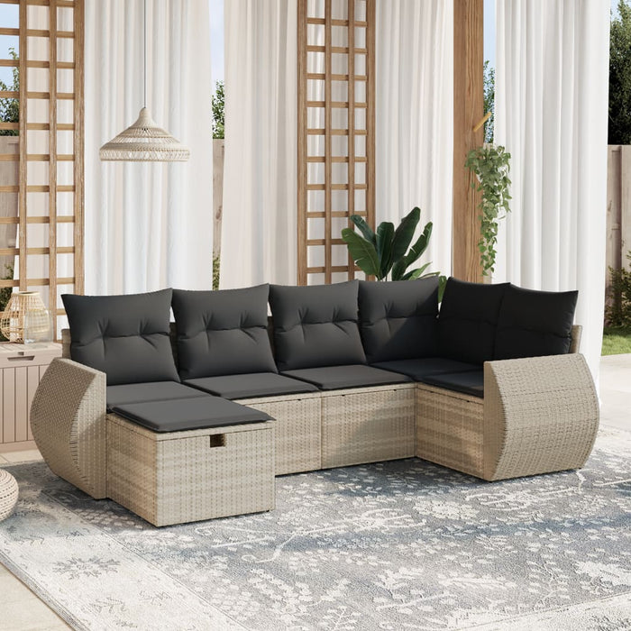 Set Divano da Giardino 6pz con Cuscini Grigio Chiaro Polyrattan 3264108