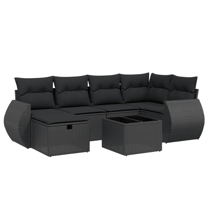 Set Divani da Giardino con Cuscini 7pz Nero Polyrattancod mxl 91796