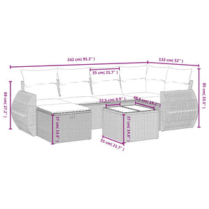 Set Divani da Giardino con Cuscini 7pz Nero Polyrattan 3264111