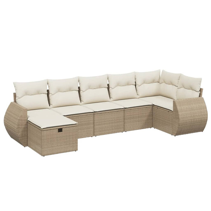 Set Divani da Giardino 7 pz con Cuscini Beige in Polyrattancod mxl 89895