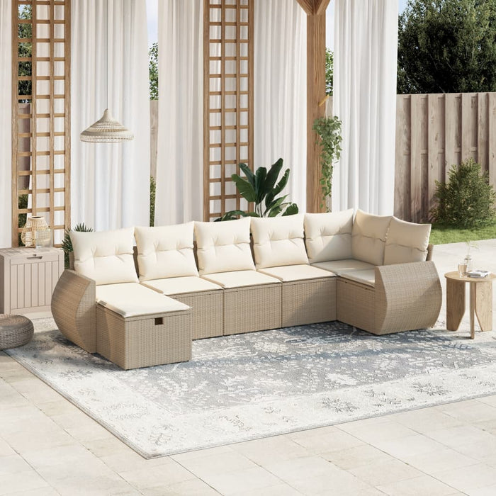 Set Divani da Giardino 7 pz con Cuscini Beige in Polyrattancod mxl 89895