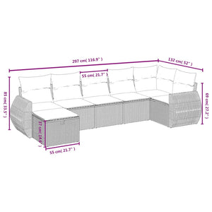 Set Divani da Giardino 7 pz con Cuscini Grigio in Polyrattancod mxl 90844